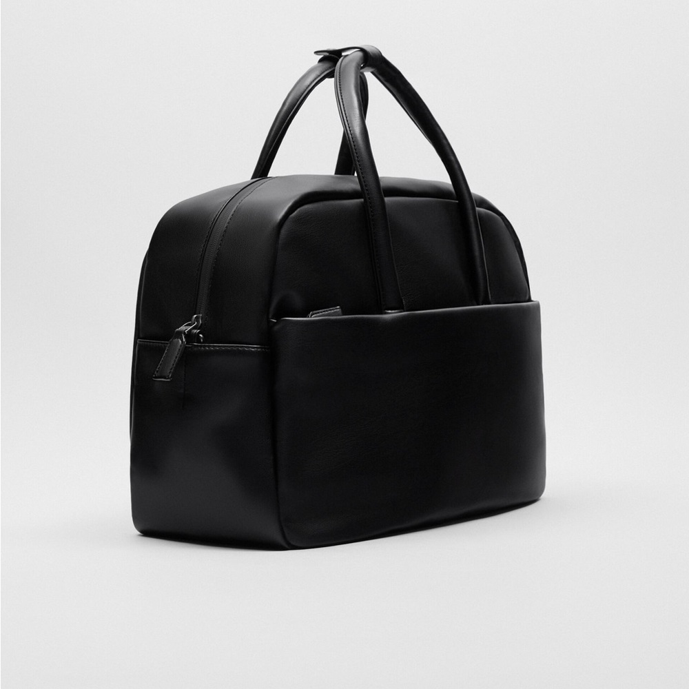 Zara Black Structured Soft Bowling Bag